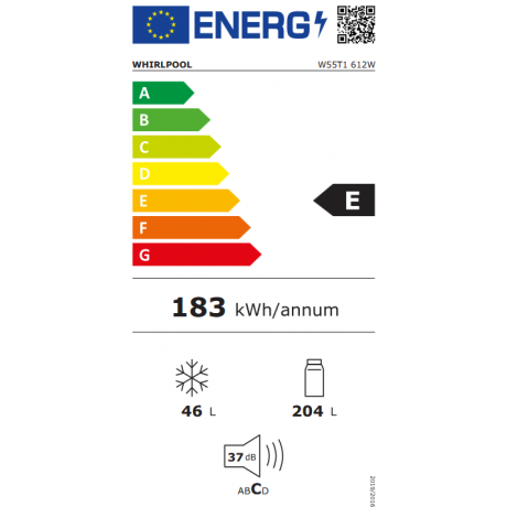 WHIRLPOOL W55T1612W Δίπορτο Ψυγείο 250lt 160.6cm Λευκό WHIRLPOOL W55T1612W Δίπορτο Ψυγείο 250lt 160.6cm Λευκό